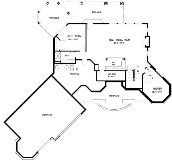 Craftsman Lower Level of Plan 74828