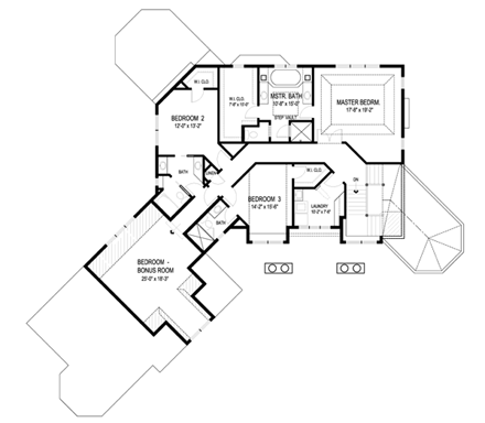 House Plan 74828 Second Level Plan