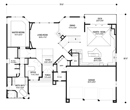 House Plan 74829 First Level Plan