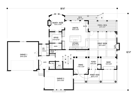 House Plan 74833 First Level Plan