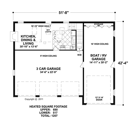 Garage Plan 74843 - 3 Car Garage Apartment First Level Plan