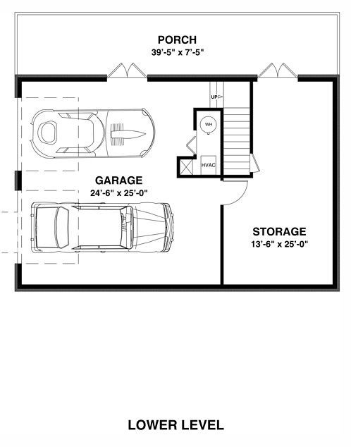 Cottage Country Craftsman Lower Level of Plan 74849