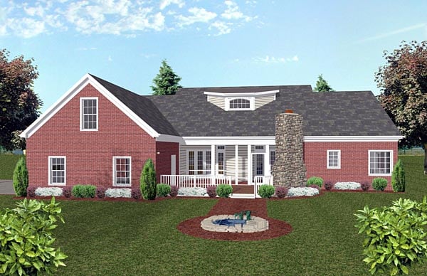 Country Traditional Rear Elevation of Plan 74851