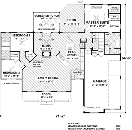 House Plan 74854 First Level Plan