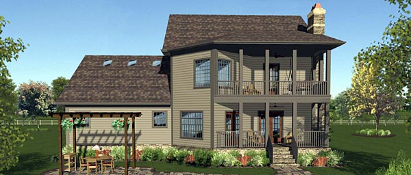 Contemporary Cottage Craftsman European Southern Rear Elevation of Plan 74855
