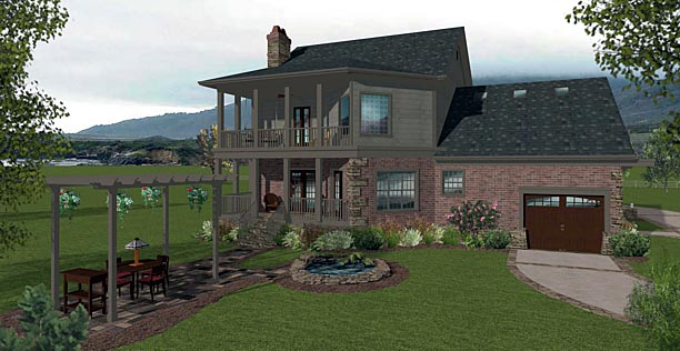 Country Craftsman Rear Elevation of Plan 74856