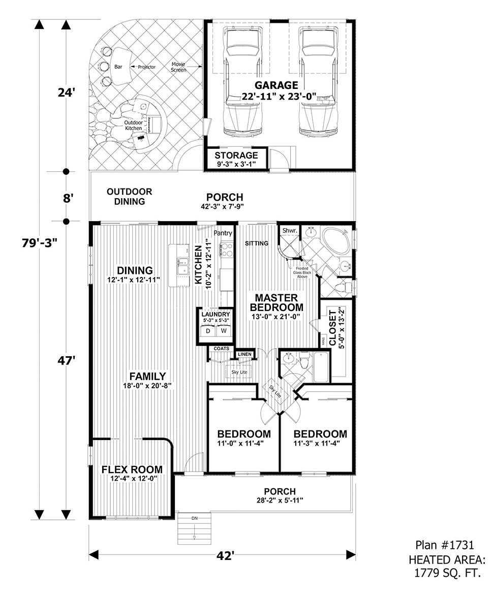 Contemporary Country Craftsman Level One of Plan 74857