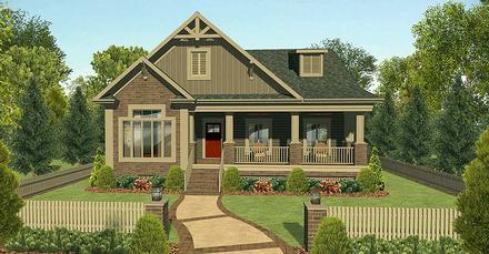 Contemporary Country Craftsman Elevation of Plan 74857