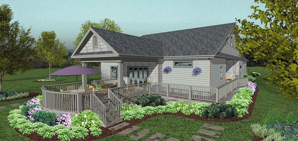 Cottage Country Craftsman European Traditional Rear Elevation of Plan 74858