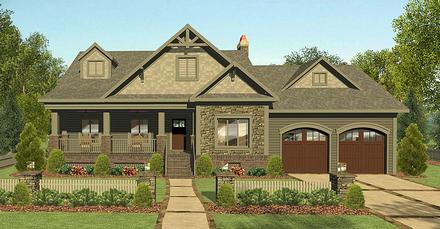 Cottage Country Craftsman Ranch Elevation of Plan 74859