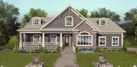 Cottage Country Craftsman Traditional Elevation of Plan 74861