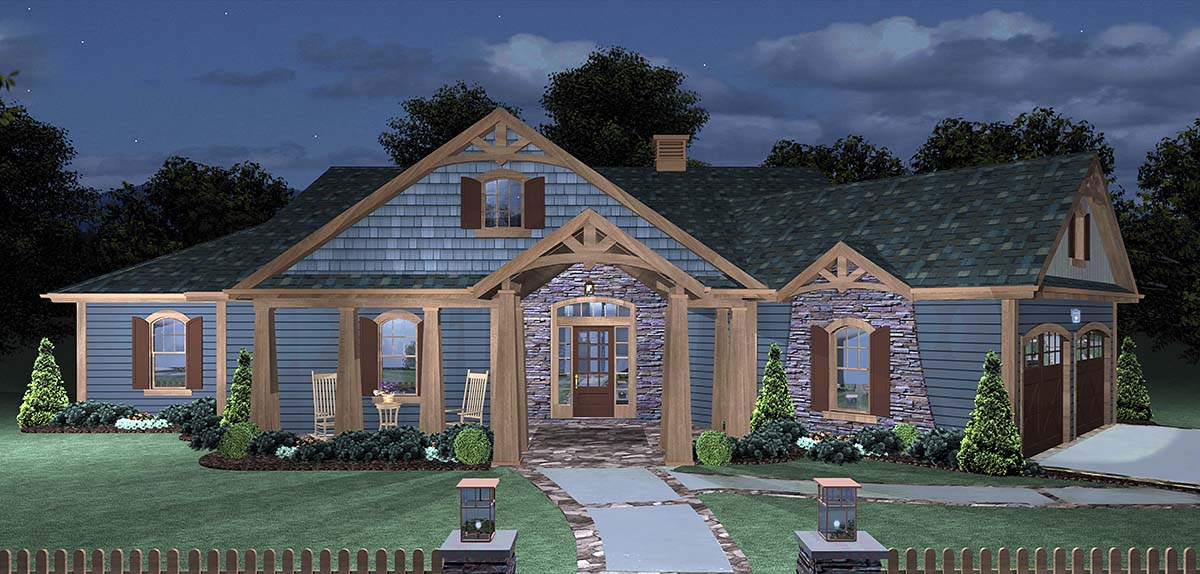 Craftsman, Traditional Plan with 1898 Sq. Ft., 3 Bedrooms, 3 Bathrooms, 2 Car Garage Picture 2