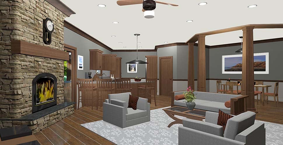 Craftsman, Traditional Plan with 1898 Sq. Ft., 3 Bedrooms, 3 Bathrooms, 2 Car Garage Picture 5