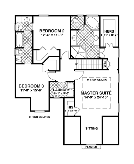 House Plan 74869 Second Level Plan