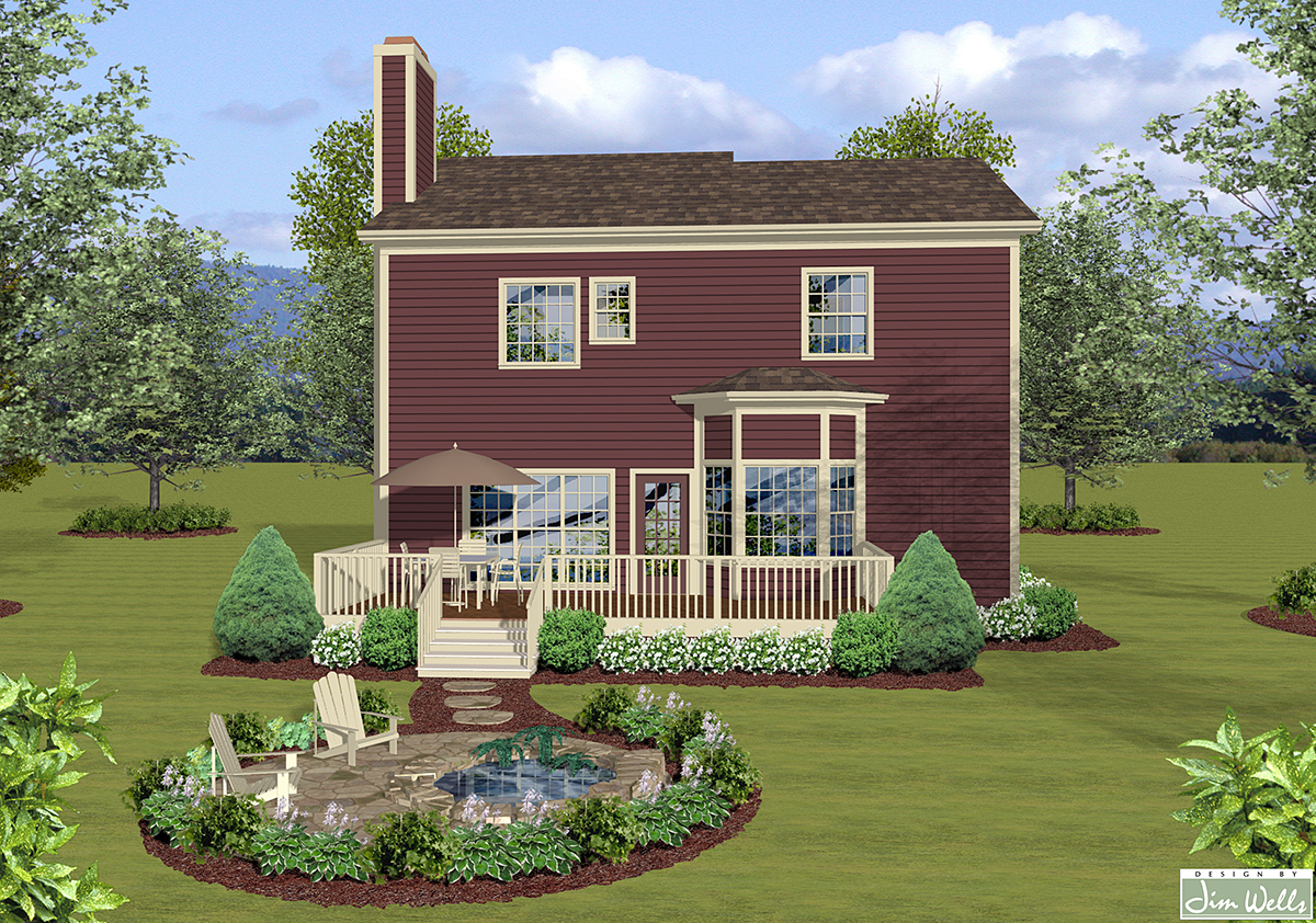 Craftsman Farmhouse Narrow Lot Traditional Rear Elevation of Plan 74869