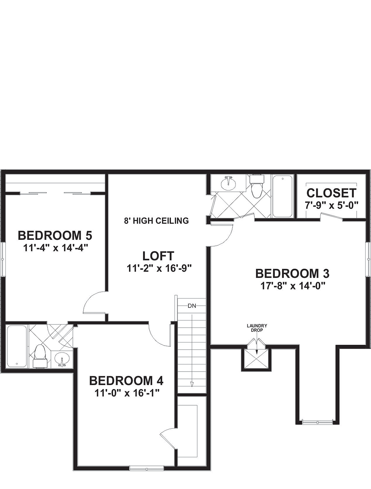 Contemporary Cottage Craftsman Narrow Lot Level Two of Plan 74873