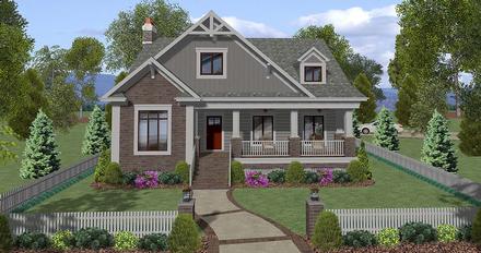 Contemporary Cottage Craftsman Narrow Lot Elevation of Plan 74873