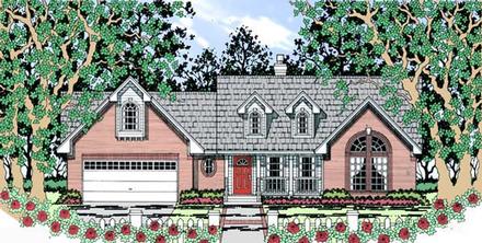 Cape Cod Country One-Story Elevation of Plan 75000