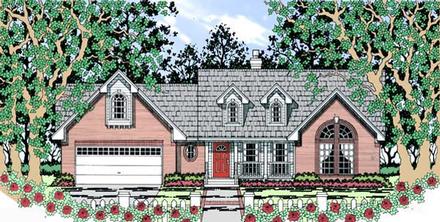 Cape Cod Country One-Story Elevation of Plan 75000