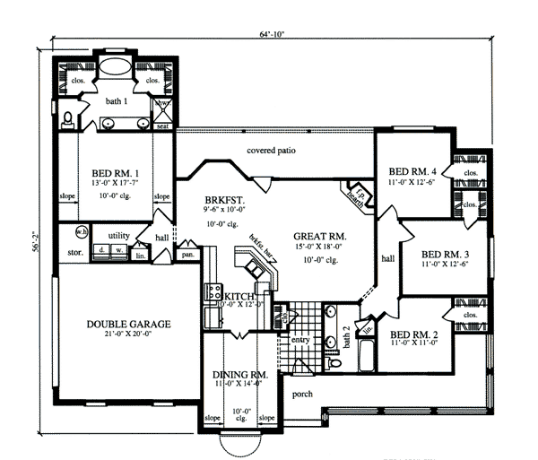 Cape Cod Country One-Story Level One of Plan 75003