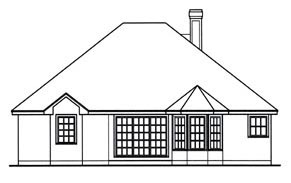 Traditional Rear Elevation of Plan 75008