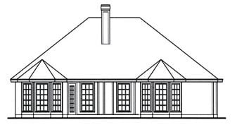 Traditional Rear Elevation of Plan 75009