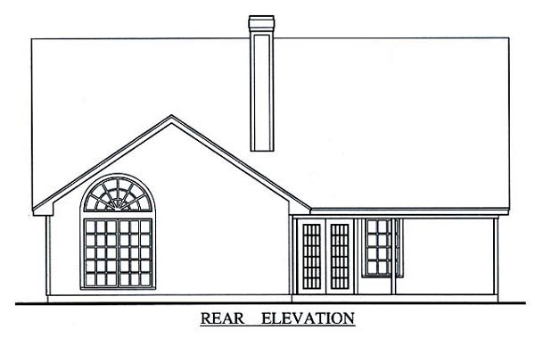 Traditional Rear Elevation of Plan 75011