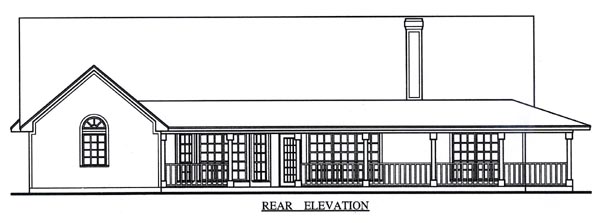 Country Rear Elevation of Plan 75012