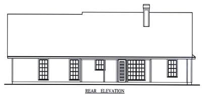 Country Rear Elevation of Plan 75013
