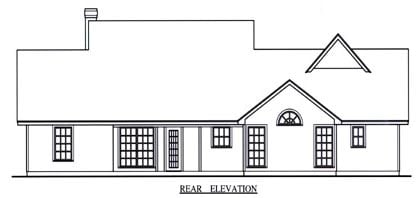 Country Traditional Rear Elevation of Plan 75015