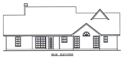 Country Rear Elevation of Plan 75016