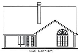 Country Rear Elevation of Plan 75017