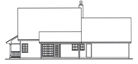 Country Rear Elevation of Plan 75020