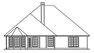 Traditional Rear Elevation of Plan 75023