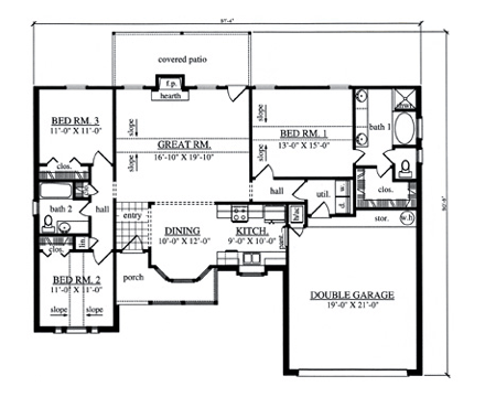 House Plan 75033 First Level Plan