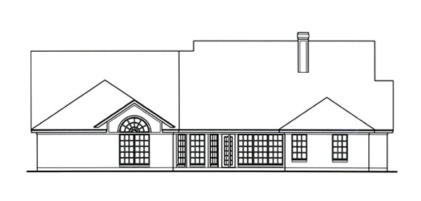 Country Rear Elevation of Plan 75036