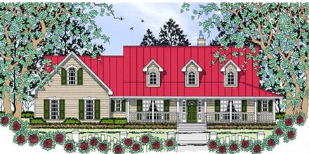 Country Farmhouse Elevation of Plan 75045