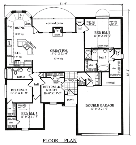 House Plan 75055 First Level Plan