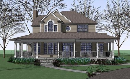 Country Farmhouse Victorian Elevation of Plan 75102