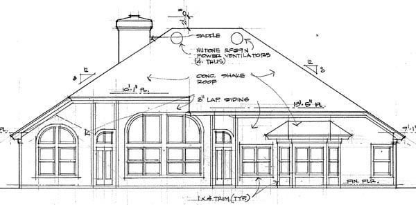 Coastal Contemporary Modern Rear Elevation of Plan 75108