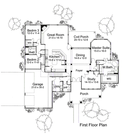 House Plan 75110 First Level Plan