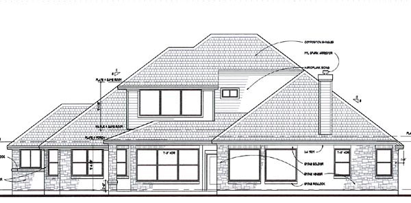 Coastal Contemporary Modern Rear Elevation of Plan 75110