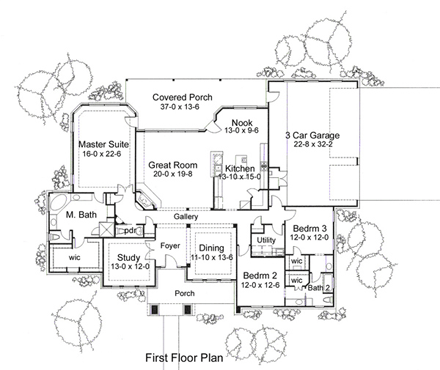 House Plan 75116 First Level Plan