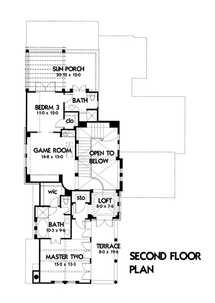 House Plan 75122 Second Level Plan