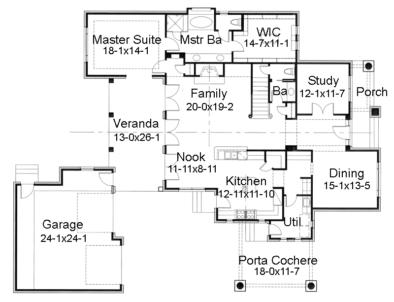 Prairie Style Southern Traditional Level One of Plan 75124