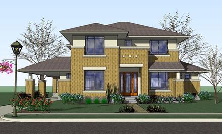 Prairie Style Southern Traditional Elevation of Plan 75124