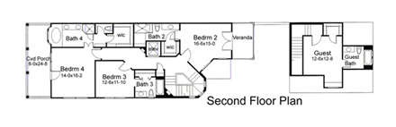 House Plan 75126 Second Level Plan