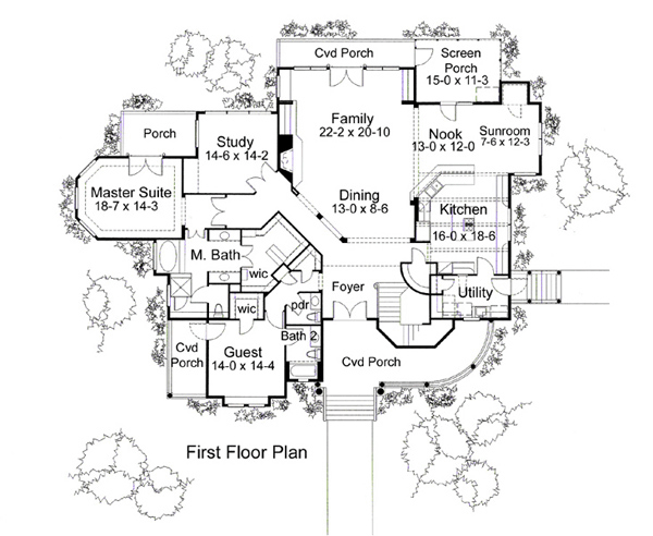 Country Farmhouse Traditional Victorian Level One of Plan 75128