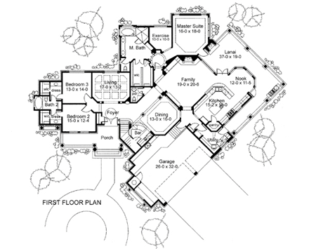 House Plan 75129 First Level Plan