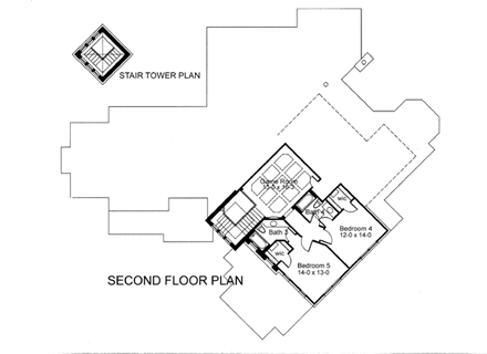 House Plan 75129 Second Level Plan